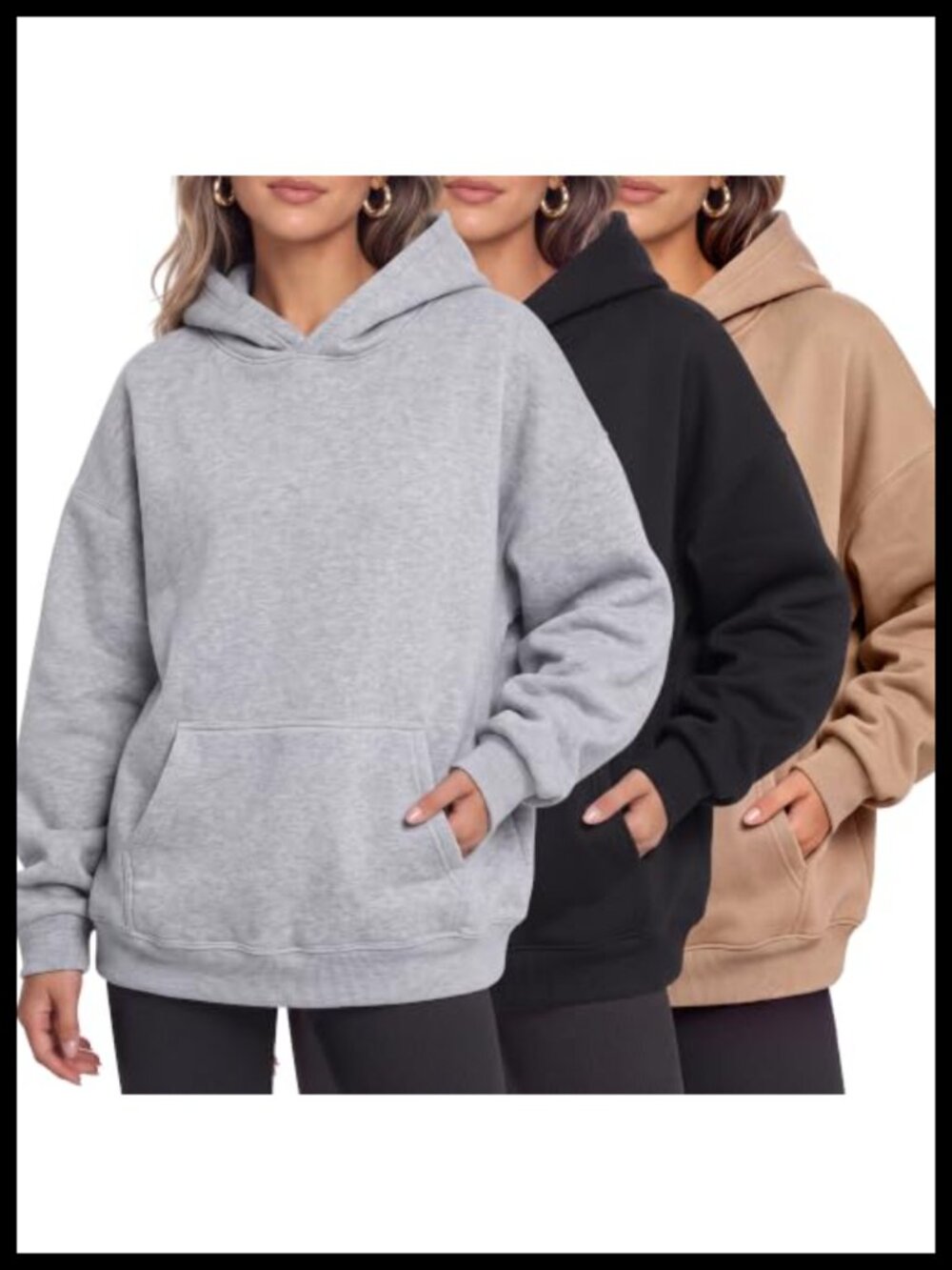3 Pack Women's Fleece Pullover Hoodies Oversized Sweatshirt
